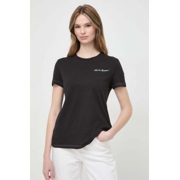 Karl Lagerfeld tricou din bumbac femei, culoarea negru