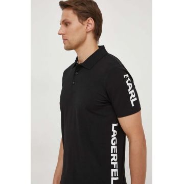 Karl Lagerfeld tricou polo barbati, culoarea negru, cu imprimeu