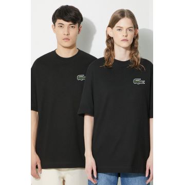 Lacoste tricou din bumbac culoarea negru, cu imprimeu