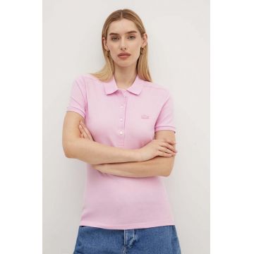 Lacoste tricou polo femei, culoarea roz