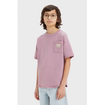 Levi's tricou copii culoarea bordo, neted