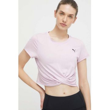 Puma tricou yoga Studio Yogini Lite Twist culoarea roz 523164