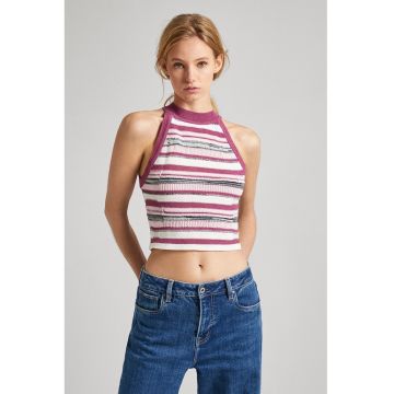 Top crop cu model colorblock