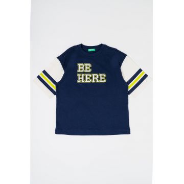 Tricou din bumbac cu imprimeu text