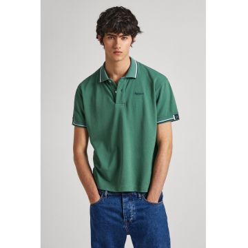 Tricou polo de bumbac cu aspect pique