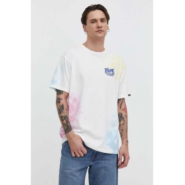 Vans tricou din bumbac barbati, culoarea alb, modelator