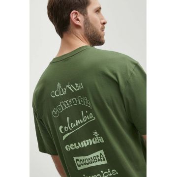 Columbia tricou Burnt Lake barbati, culoarea verde, cu imprimeu, 2071711