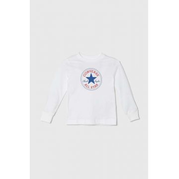 Converse longsleeve din bumbac culoarea alb, cu imprimeu