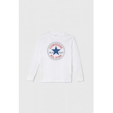 Converse longsleeve din bumbac culoarea alb, cu imprimeu