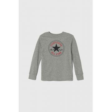 Converse longsleeve din bumbac culoarea gri, cu imprimeu