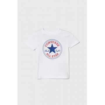 Converse tricou de bumbac pentru copii culoarea alb, cu imprimeu