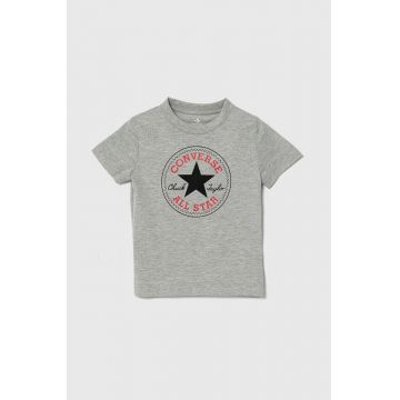 Converse tricou de bumbac pentru copii culoarea gri, cu imprimeu