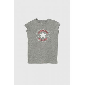 Converse tricou de bumbac pentru copii culoarea gri