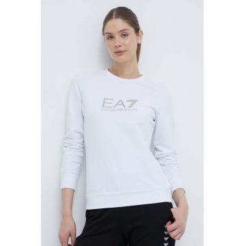 EA7 Emporio Armani longsleeve femei, culoarea alb