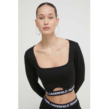 Karl Lagerfeld Jeans longsleeve femei, culoarea negru