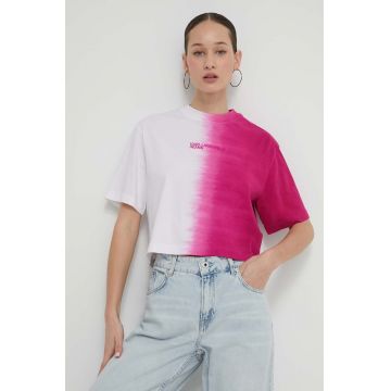 Karl Lagerfeld Jeans tricou din bumbac femei, culoarea roz