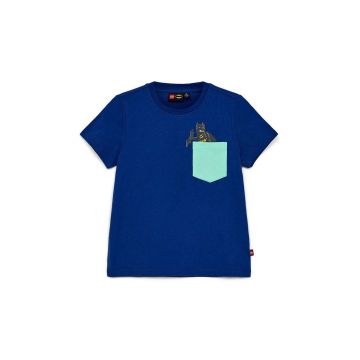 Lego tricou de bumbac pentru copii culoarea albastru marin, cu imprimeu