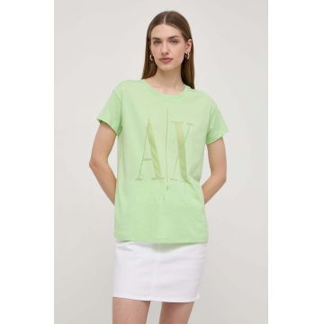 Armani Exchange tricou femei, culoarea verde