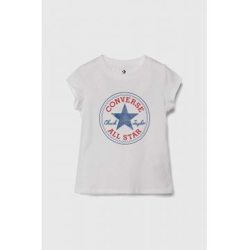 Converse tricou de bumbac pentru copii culoarea alb