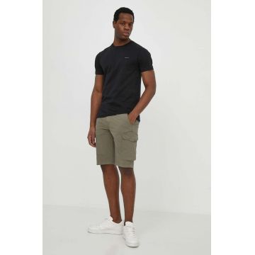 Gant tricou din bumbac barbati, culoarea negru, neted