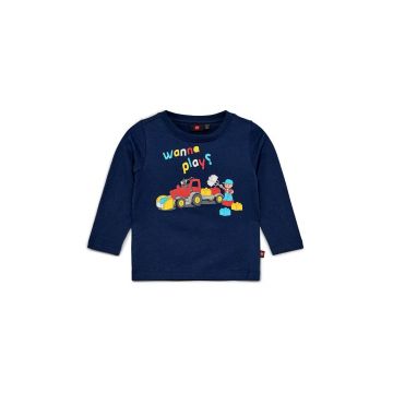 Lego longsleeve din bumbac pentru copii culoarea albastru marin, cu imprimeu