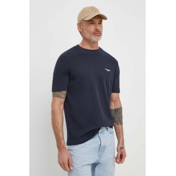 Marc O'Polo tricou din bumbac barbati, culoarea albastru marin, neted