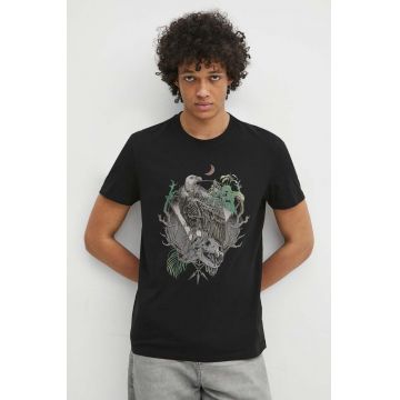 Medicine tricou din bumbac barbati, culoarea negru, cu imprimeu