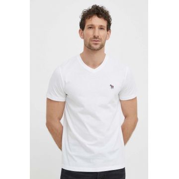 PS Paul Smith tricou din bumbac barbati, culoarea alb, cu imprimeu