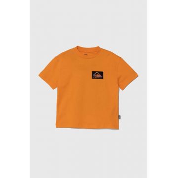 Quiksilver tricou de bumbac pentru copii BACKFLASHSSYTH culoarea portocaliu, cu imprimeu