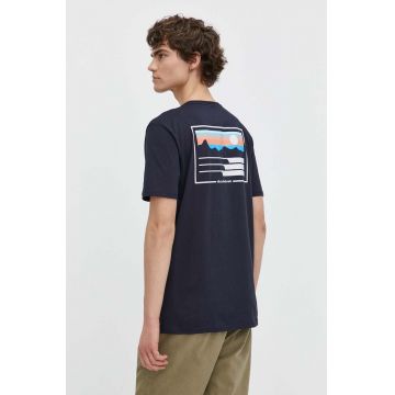 Quiksilver tricou din bumbac barbati, culoarea albastru marin, cu imprimeu