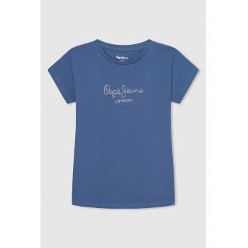 Tricou de bumbac cu logo cu strasuri Nuria