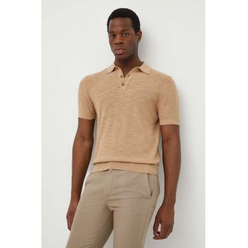 United Colors of Benetton tricou polo din in culoarea maro, neted