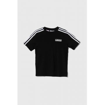 adidas Originals tricou de bumbac pentru copii culoarea negru, cu imprimeu