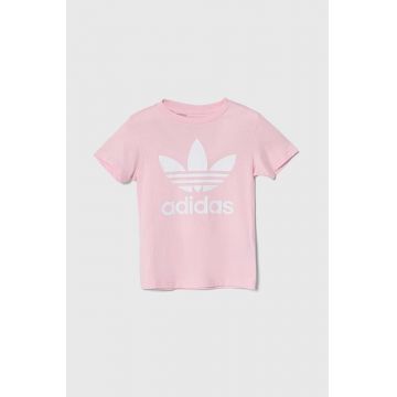 adidas Originals tricou de bumbac pentru copii culoarea roz