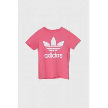 adidas Originals tricou de bumbac pentru copii TREFOIL TEE culoarea roz