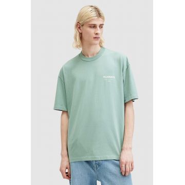 AllSaints tricou din bumbac UNDERGROUND SS CREW barbati, culoarea verde, cu imprimeu