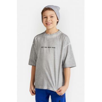 Coccodrillo tricou de bumbac pentru copii culoarea gri, cu imprimeu