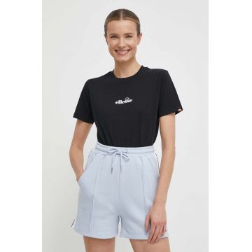 Ellesse tricou din bumbac femei, culoarea negru