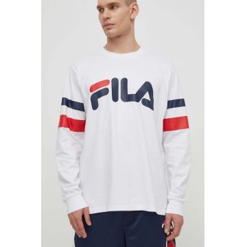 Fila longsleeve din bumbac Luohe culoarea alb, cu imprimeu, FAM0669