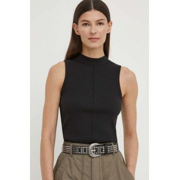 G-Star Raw top femei, culoarea negru, cu turtleneck