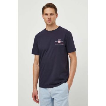 Gant tricou din bumbac culoarea albastru marin, cu imprimeu