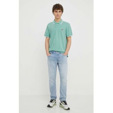 Levi's polo de bumbac culoarea verde, neted