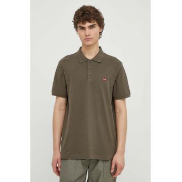 Levi's polo de bumbac culoarea verde, neted