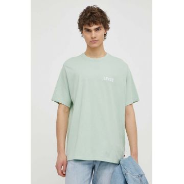 Levi's tricou din bumbac barbati, culoarea verde, cu imprimeu