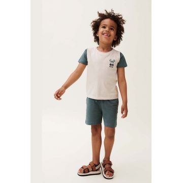 Liewood tricou de bumbac pentru copii Apia Placement Shortsleeve T-shirt culoarea turcoaz, cu imprimeu