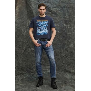 Medicine tricou din bumbac barbati, culoarea albastru marin, cu imprimeu