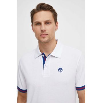 North Sails polo de bumbac culoarea alb, cu imprimeu, 692457