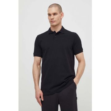 Peak Performance polo de bumbac culoarea negru, neted