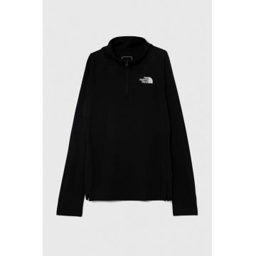 The North Face longsleeve copii NEVER STOP 1/4 ZIP culoarea negru, cu imprimeu