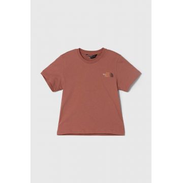 The North Face tricou de bumbac pentru copii RELAXED GRAPHIC TEE 2 culoarea maro